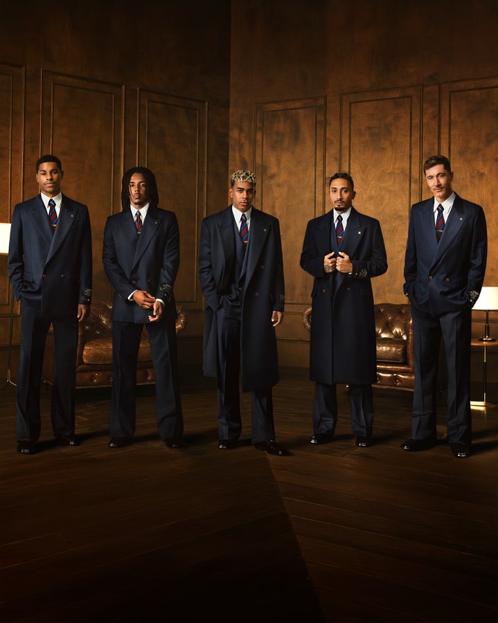 Instagram post by @fcbarcelona for AMIRI. Caption reads: Where legacy meets innovation. @amiri joins forces....