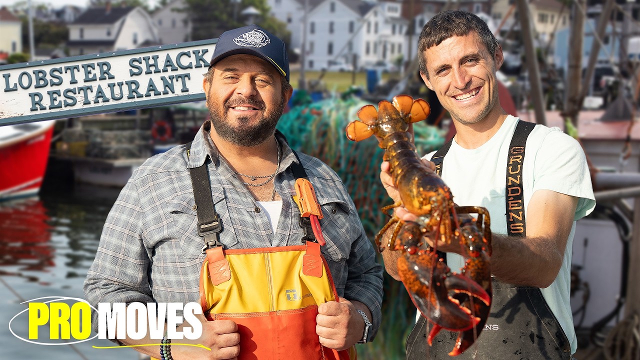 YouTube post by @FirstWeFeast for First We Feast. Caption reads: Adam Richman Works 12 Hours on a Maine Lobster....