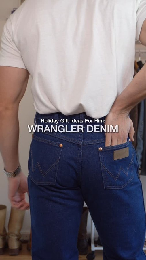 Instagram post by @bradleyemmens for Wrangler. Caption reads: Quality denim always makes for the perfect holiday....