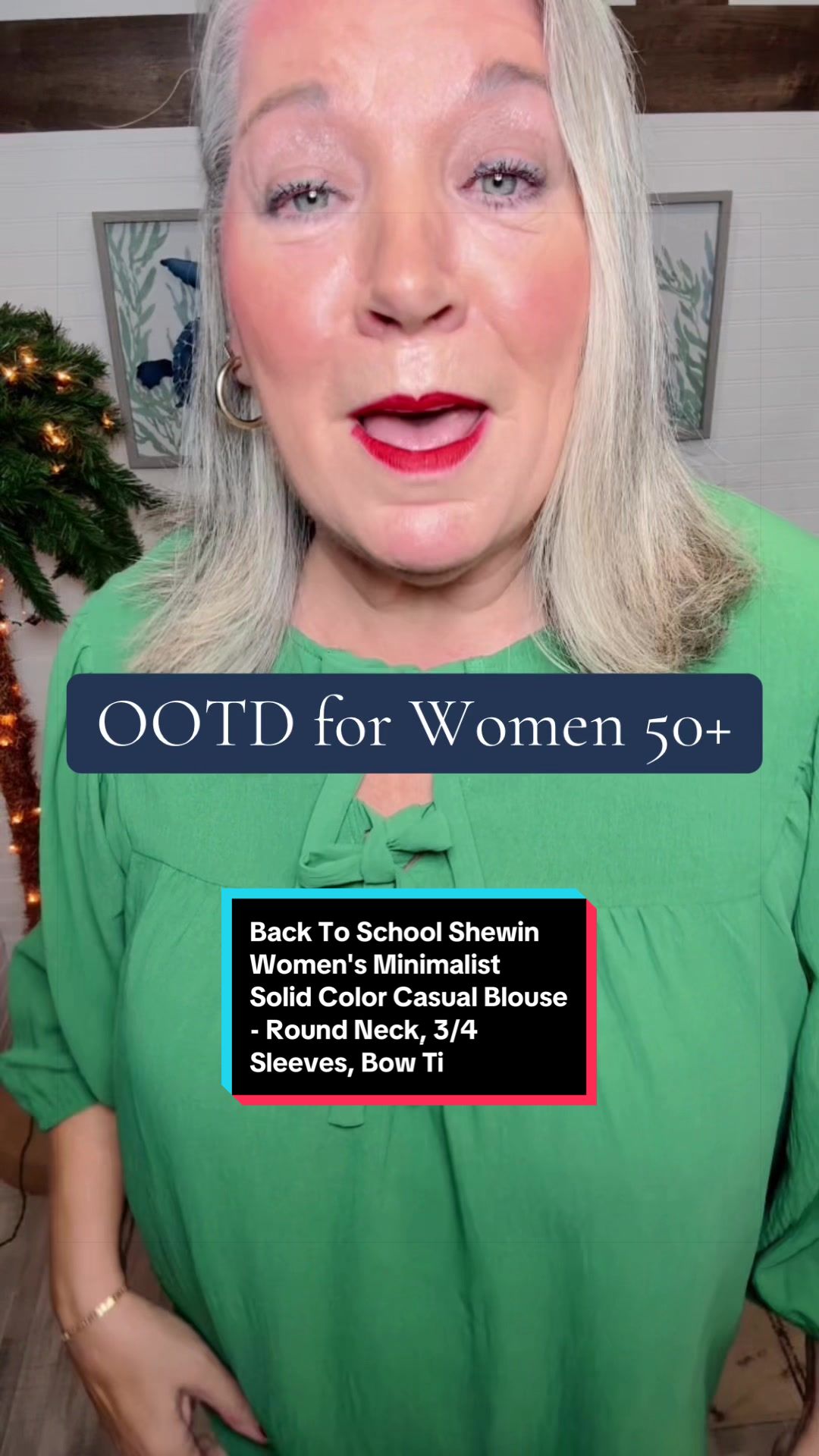 TikTok post by @curvychicvibes for Shewin Official US. Caption reads: Easy OOTD for women over 50. This lightweight....