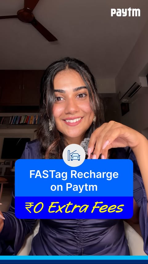 Instagram post by @varshssss for Paytm. Caption reads: [...] extra fees. 😂🚗 Recharge your FASTag on....