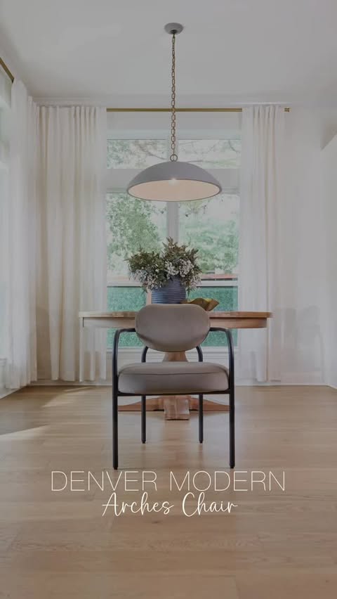 Instagram post by @karintentori for Denver Modern. Caption reads: These Arches Dining Chairs by Denver Modern....