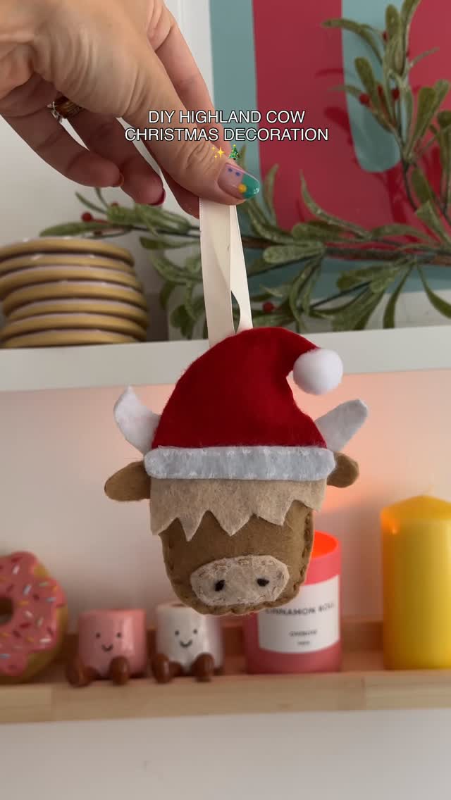 Instagram post by @themakingbox_ for Hobbycraft. Caption reads: make your own highland cow christmas decoration....