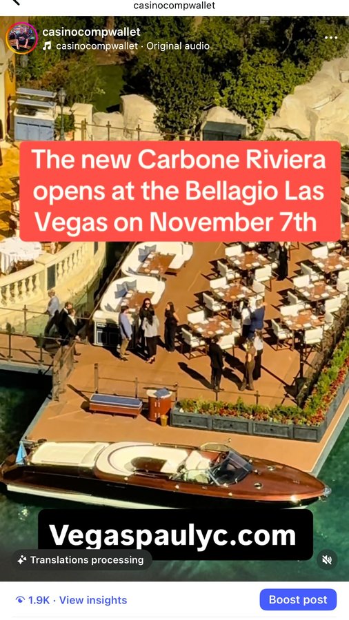 Instagram post by @casinocompwallet for MGM Resorts. Caption reads: This is @bellagio.