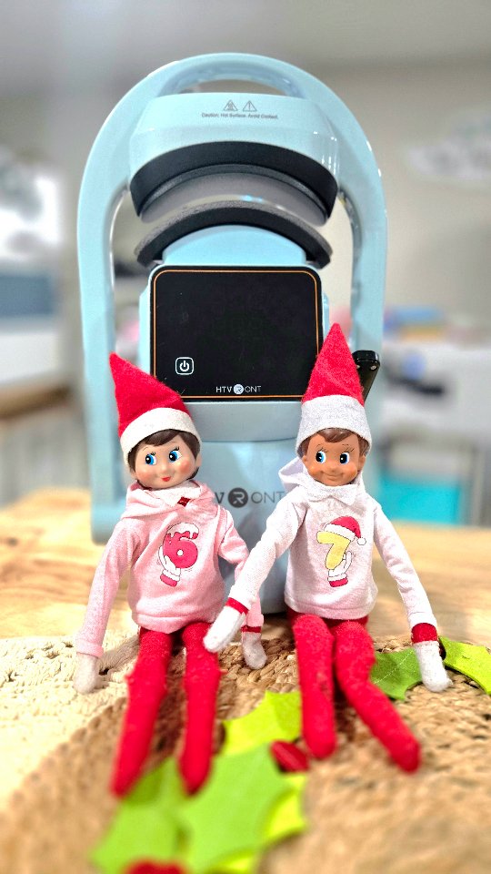 Instagram post by @jessdesigningforyou for HTVRONT. Caption reads: My Elves wanted to join the 6 and 7 trend, so I....