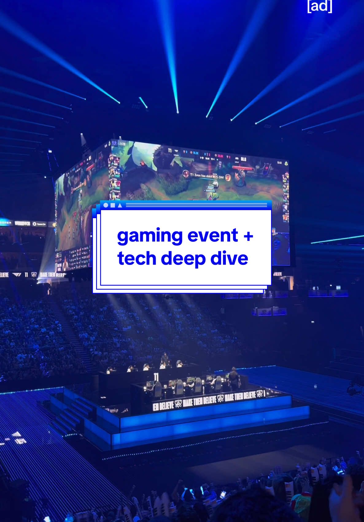 TikTok post by @gazi.ai for Riot Games. Caption reads: [...] it all #ad   huge thanks to @AWS +....