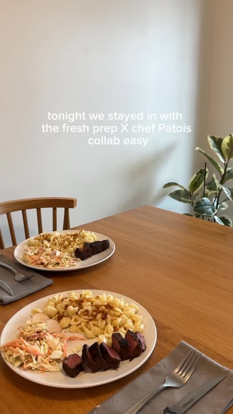 Instagram post by @victoriabcmom for Fresh Prep. Caption reads: Are you team date night at home or do you prefer....