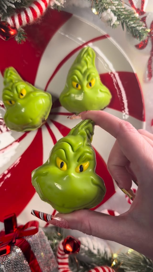 Instagram post by @all.things.jamie for Williams Sonoma. Caption reads: Grinchies 💚

These Grinch brownies (aka....