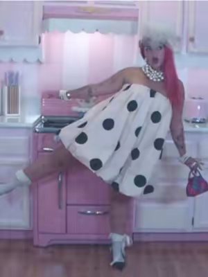 TikTok post by @jadeybird for Dossier Perfume. Caption reads: [...] sold separately 👗🎀🥝👠🩵👛 @Dossier....