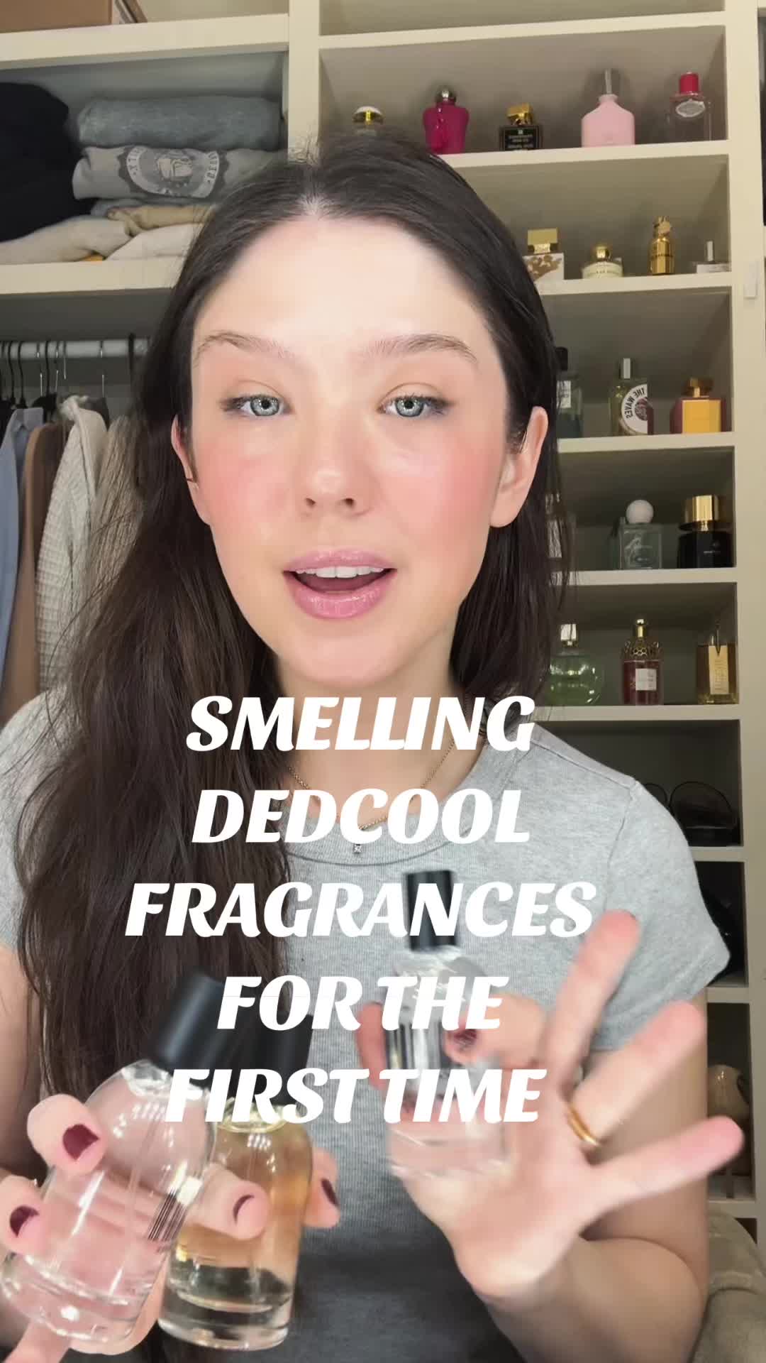 TikTok post by @aroomwithperfume for dedcool. Caption reads: *kindly gifted // smelling @dedcool fragrances for....