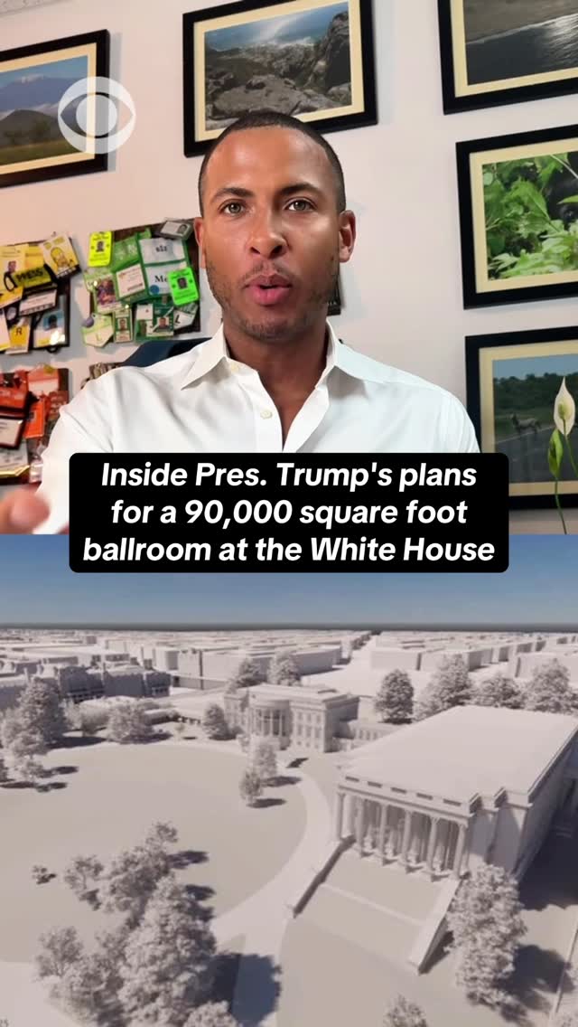 Instagram post by @errolbarnett for CBS News. Caption reads: President Trump is building a new 90,000 square....
