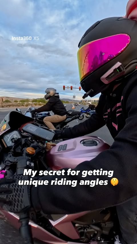 Instagram post by @small.vroom for Insta360. Caption reads: Want unique angles? 🎥🏍️ The Insta360 Motorcycle....