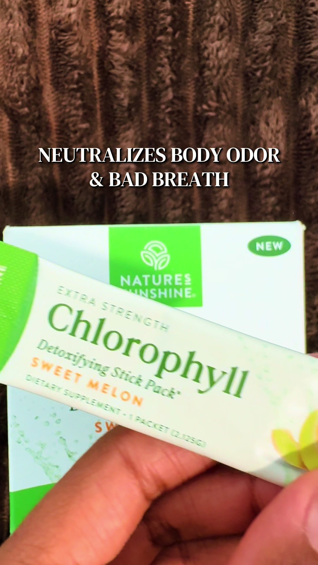 TikTok post by @keonasdeals for Nature's Sunshine. Caption reads: @Nature's Sunshine chlorophyll helps to deodorize....