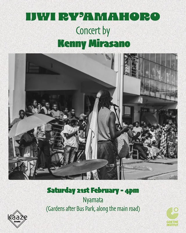 Instagram post by @kenny_mirasano for Goethe-Institut. Caption reads: [...] in Nyamata 🎉🎉 Supported by....