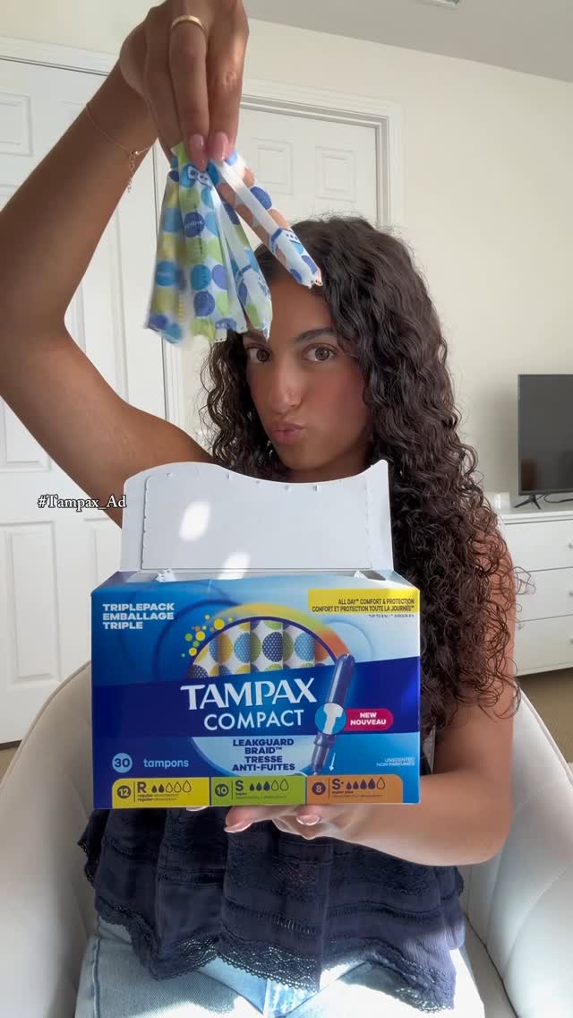 Instagram post by @angelaaguilarrr for Tampax. Caption reads: Make sure you’re ready for this back-to-school....