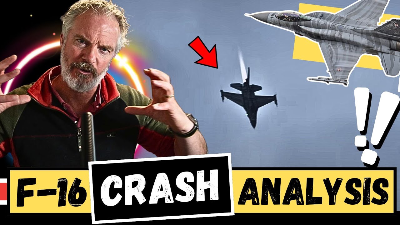 YouTube post by @FastJetPerformance for Acast. Caption reads: Polish F-16 CRASH at Airshow Rehearsal - RAF PILOT....