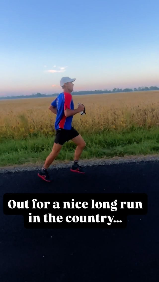 Instagram post by @harveylewisultrarunner for 2XU. Caption reads: Out for a long run in the country with my friend....