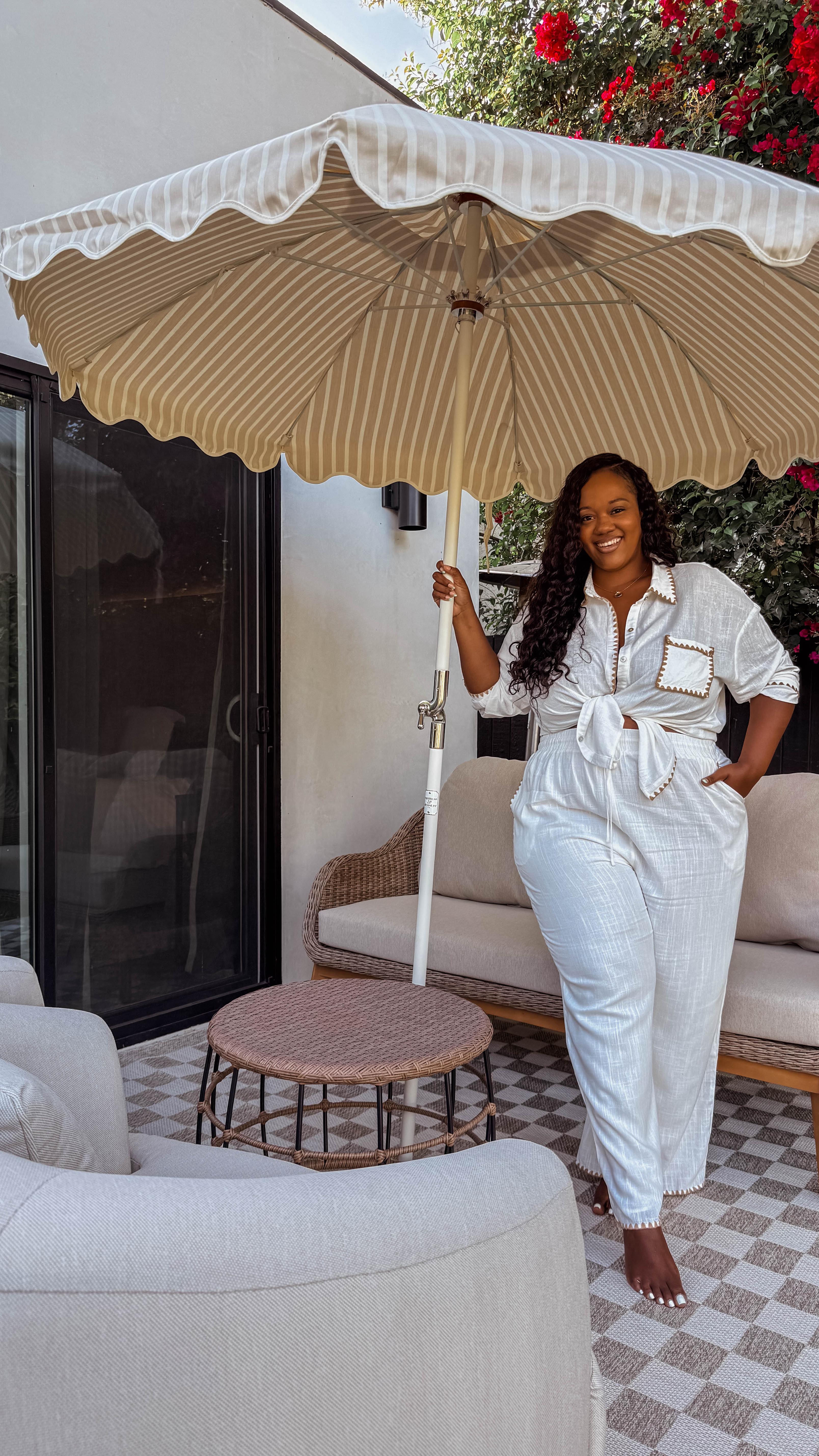 Instagram post by @mskristine for TJ Maxx. Caption reads: #ad Outdoor entertaining is more than burgers and....
