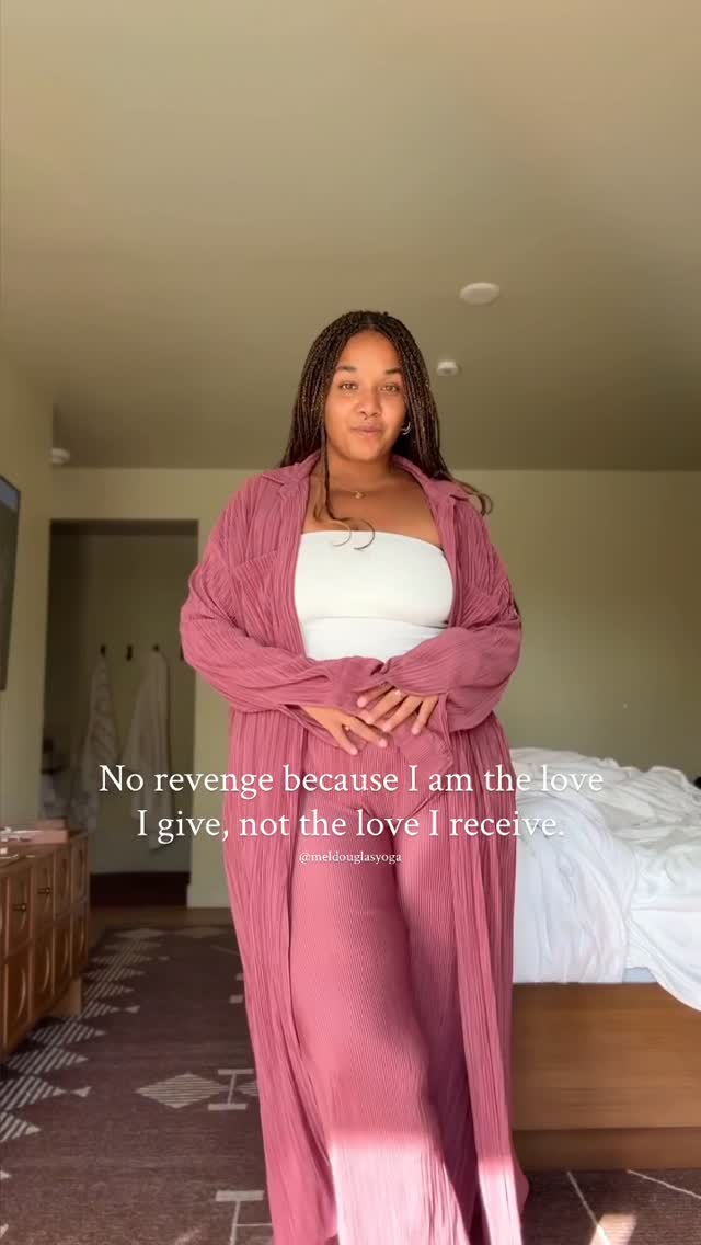 Instagram post by @meldouglasyoga for Alo Yoga. Caption reads: Forever focused on being the most genuine....