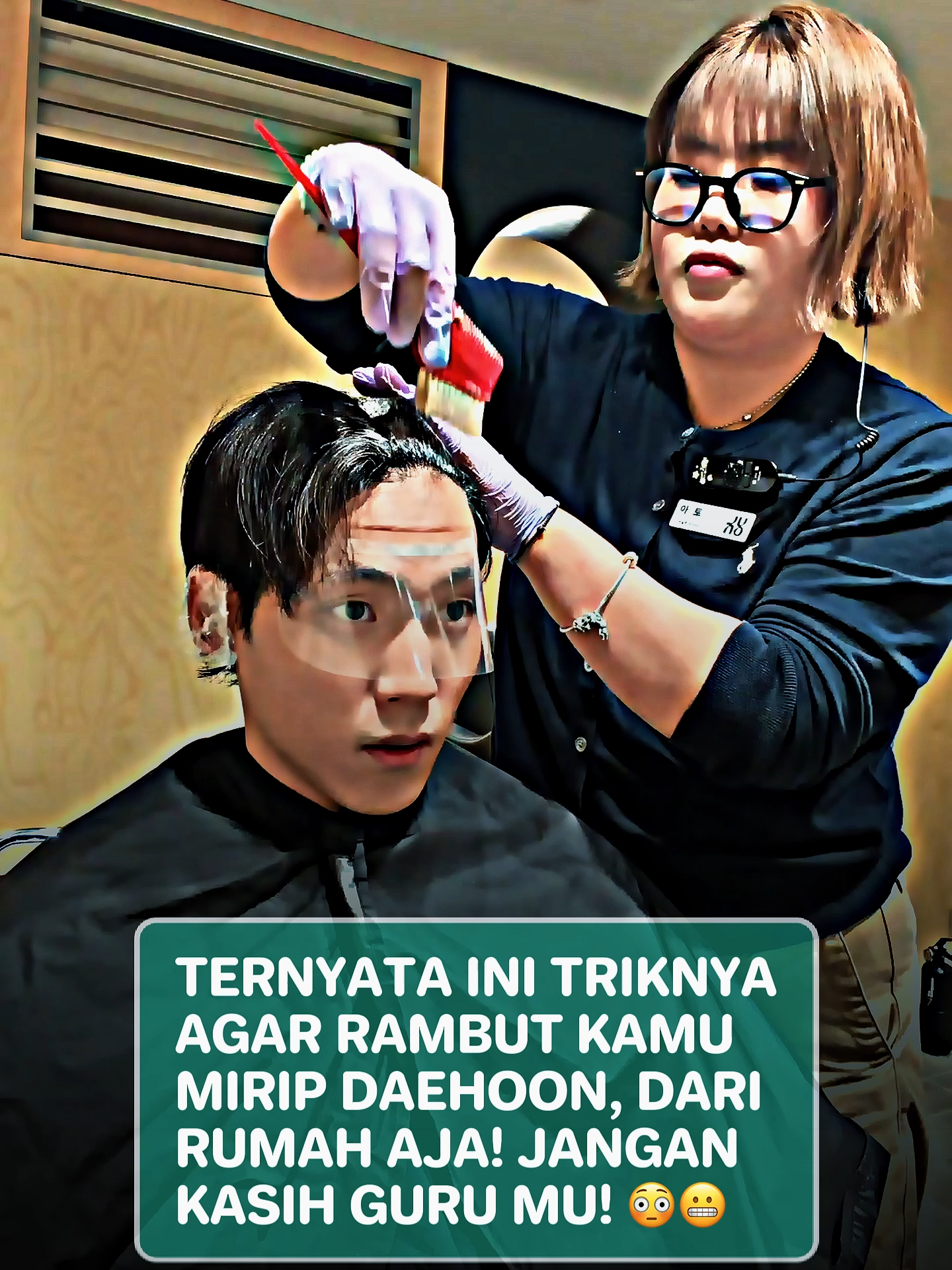 TikTok post by @bangsubaer for Cave Men's Grooming. Caption reads: Mau coba rambut mirip Daehoon ?? #caveclip1....