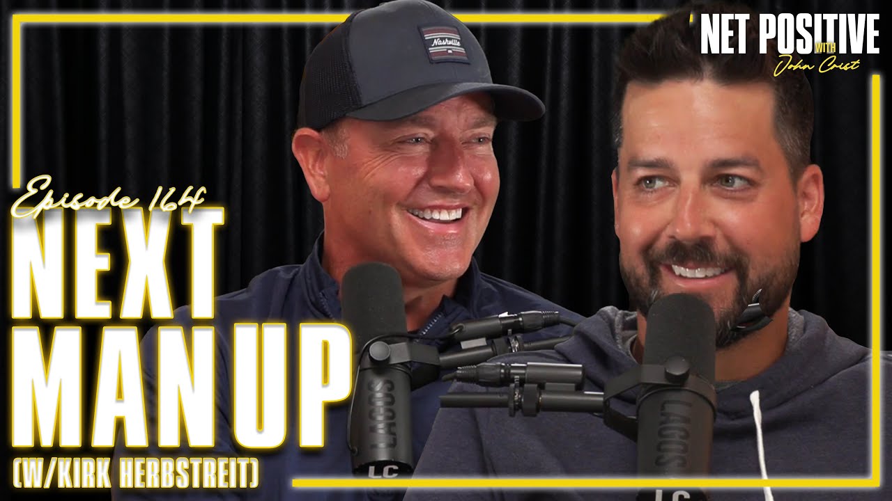 YouTube post by @netpositivepod for MOSH. Caption reads: Next Man Up (w/ Kirk Herbstreit).