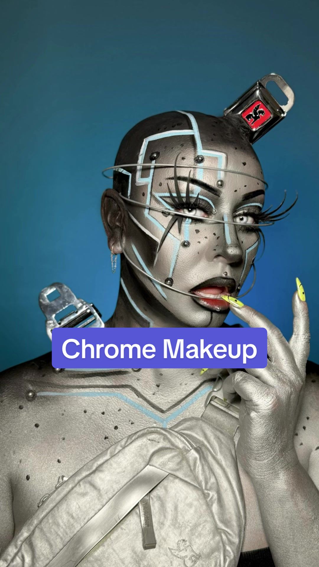 TikTok post by @abbywrenartistry for Chrome Industries. Caption reads: Chrome Cyborg  @Chrome Industries (sponsored)....