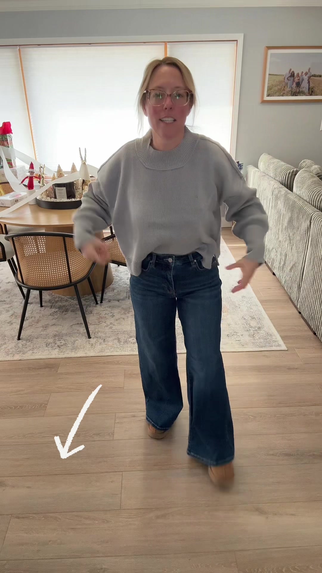 TikTok post by @palletprincess0 for Freckled Poppy. Caption reads: Most adorable sweater and jeans! @Freckled Poppy....