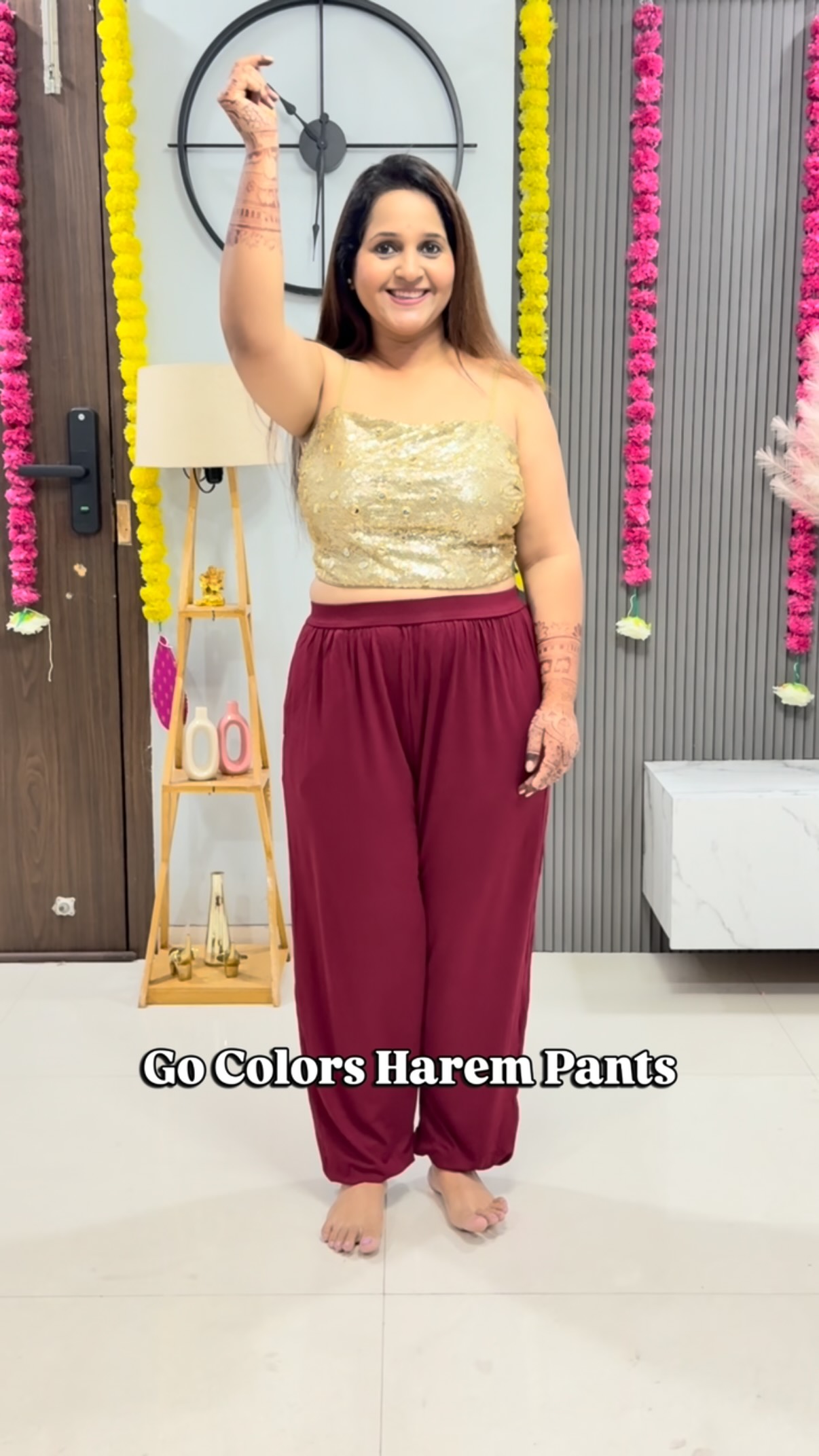 Instagram post by @sassyspiffymommy for Go Colors. Caption reads: “Flaunting comfort and style with @gocolors  harem....