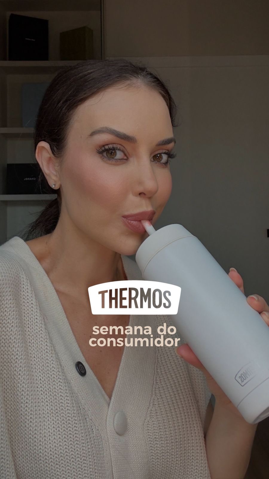 Instagram post by @pampizzetti for Thermos Brasil. Caption reads: Chegou meu pedido da Semana do Consumidor Thermos!....