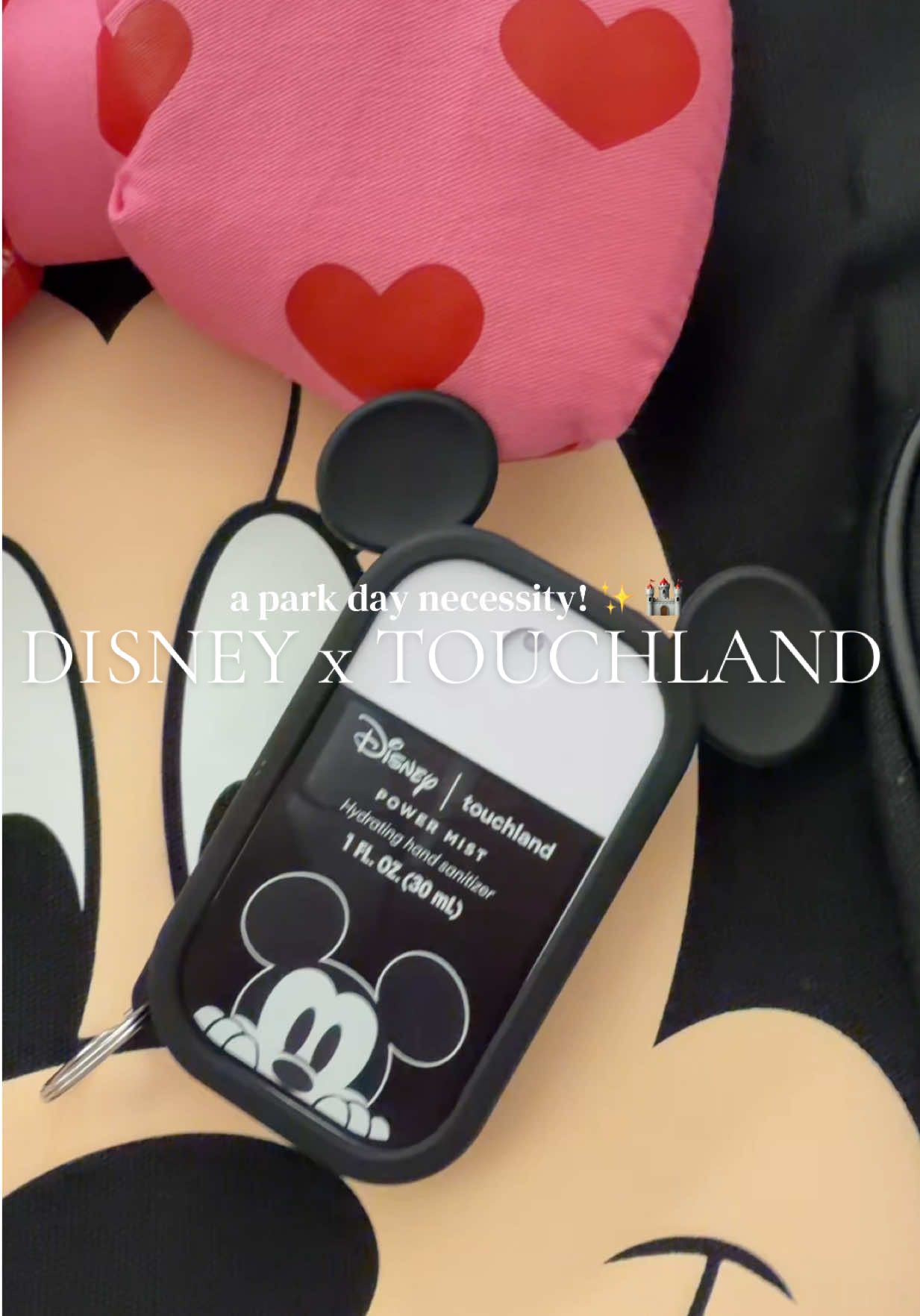 TikTok post by @stacymariekay for Touchland. Caption reads: [...] to your park day bag! @touchland @Disney....