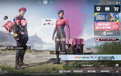 Instagram post by @briankevli for PUBG MOBILE. Caption reads: @ellenmint_ and I as PUBG players 🍳 We got the....