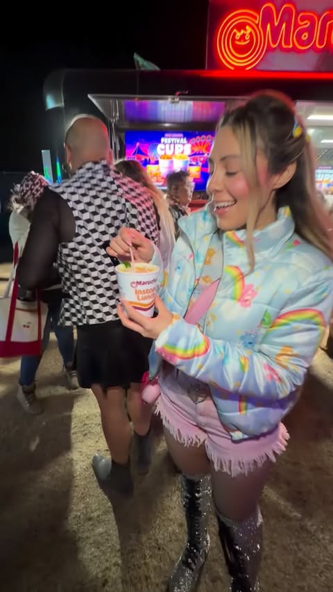 Instagram post by @daisy_and_duke_vintagetrailers for Maruchan. Caption reads: Take me back to 🎡🌈✨🫶✨ @neoncarnival....