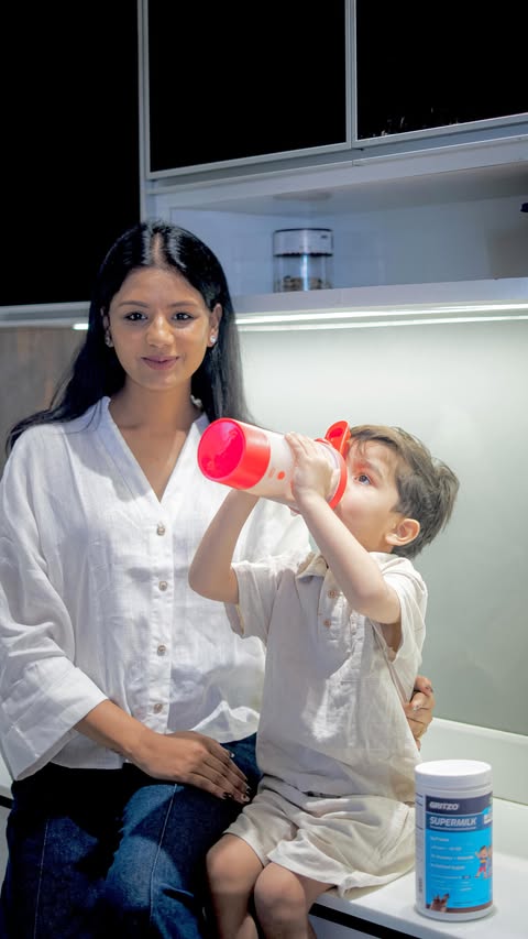 Instagram post by @niyaaboveskies_ for GRITZO. Caption reads: [...] extra support to my kids daily diet like....