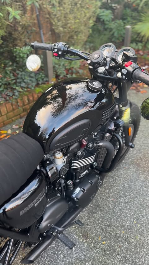 Instagram post by @motoalff for Triumph Motorcycles. Caption reads: The smoke was a paid actor 
.
.
.
#motorcycle....