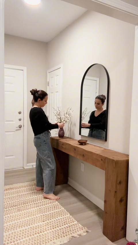 Instagram post by @clovermom_coygirl for Tribesigns. Caption reads: “I wanted to make my entryway feel warmer and more....