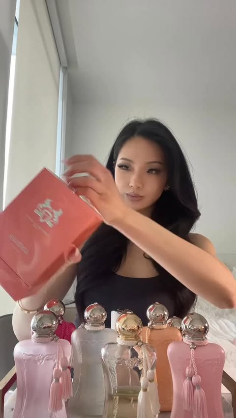 Instagram post by @amberhuanng for PARFUMS de MARLY. Caption reads: Timeless elegance @parfumsdemarly - Athénaïs....