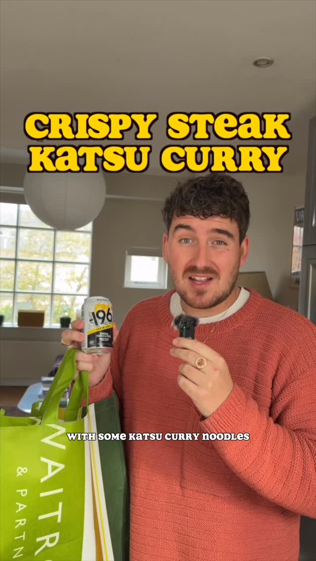 Instagram post by @whatwillycook for Waitrose. Caption reads: Crispy Steak Katsu with some deeply tasty....