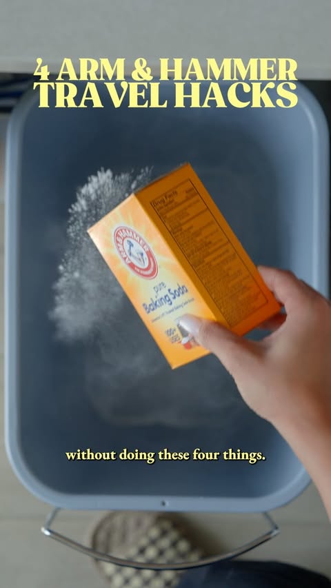 Instagram post by @twaydabae for Arm & Hammer. Caption reads: You come home from a trip and the house actually....