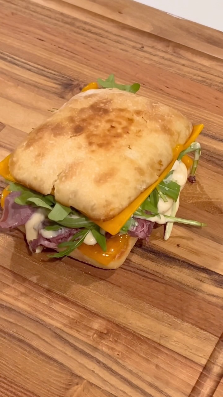 Instagram post by @_cookingwithcj for Dalstrong. Caption reads: Smoked Prime Ribeye Roast Sandwich! Don’t forget....