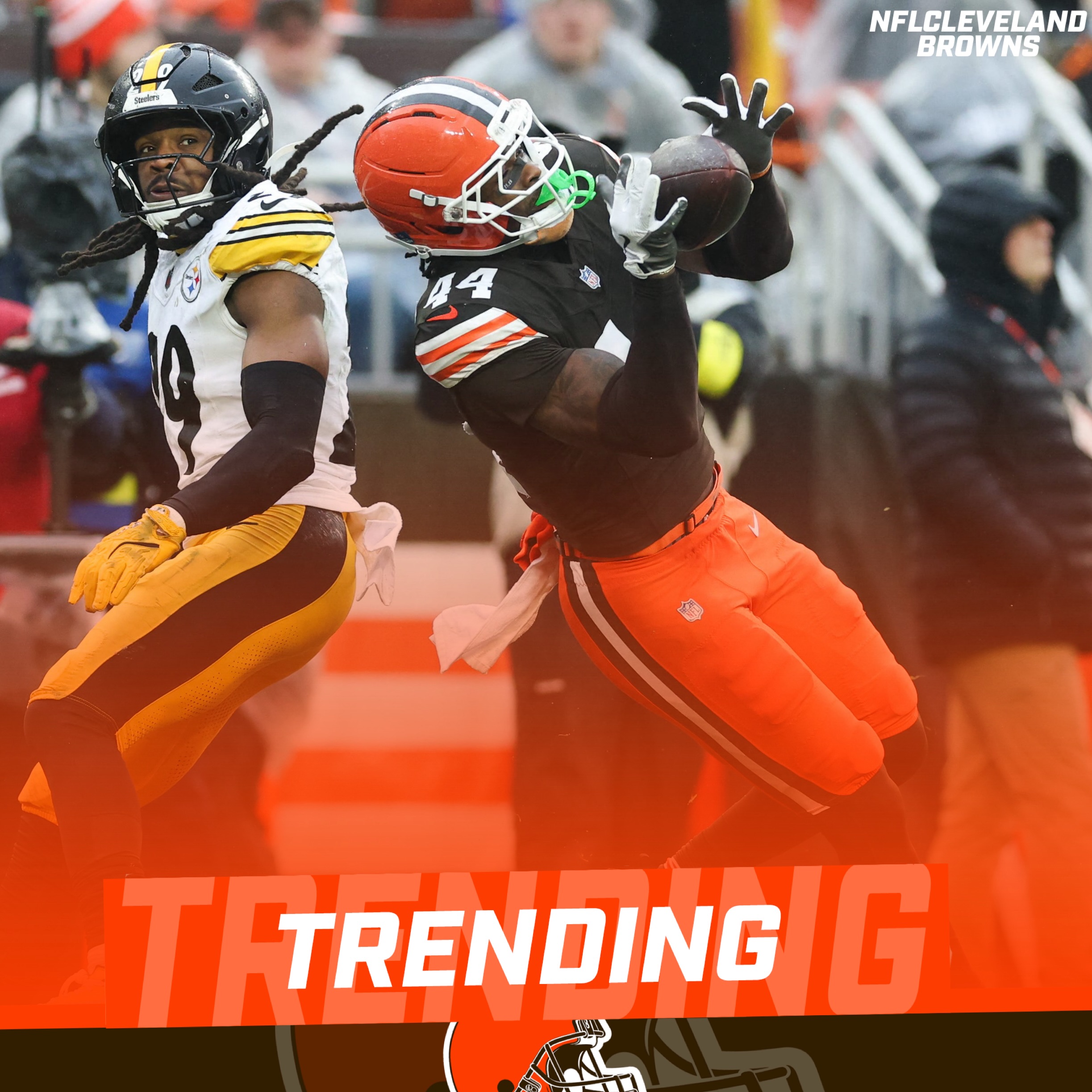 Instagram post by @nflclevelandbrowns for Polymarket. Caption reads: [...] of pulling off the upset according to....