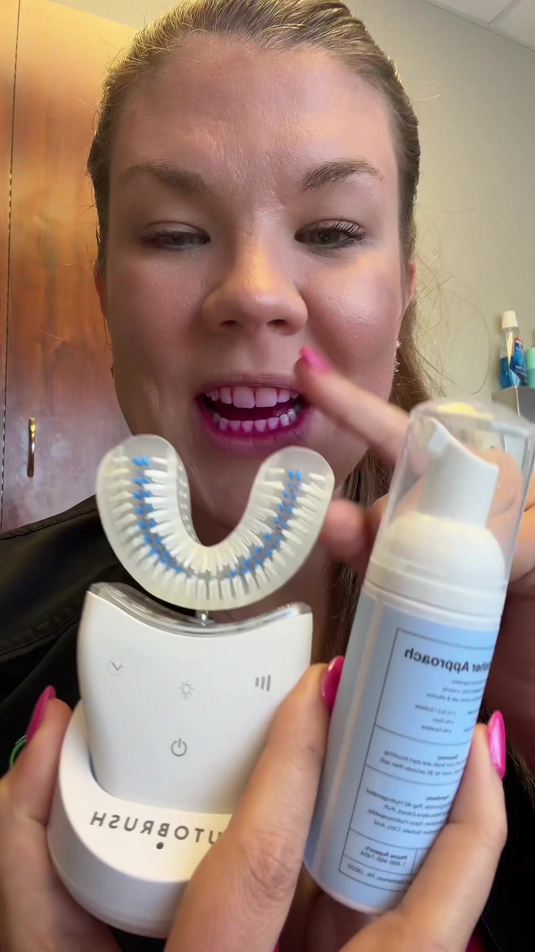 TikTok post by @monica_leanne for Autobrush. Caption reads: Testing out the @autobrush to see how well it....