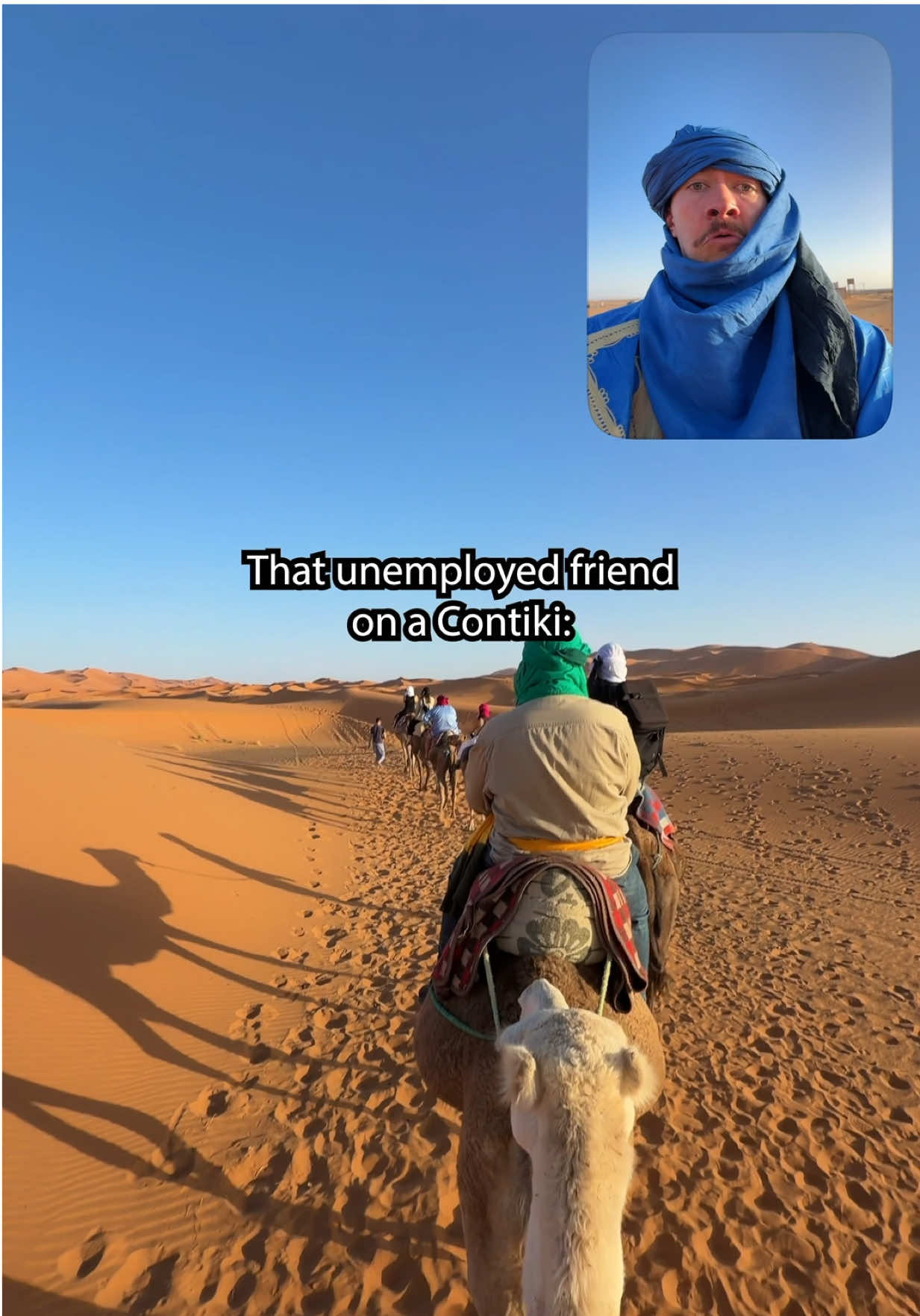 TikTok post by @nathanlust for Contiki. Caption reads: Always doing side quests 🐪 @Contiki #morocco....