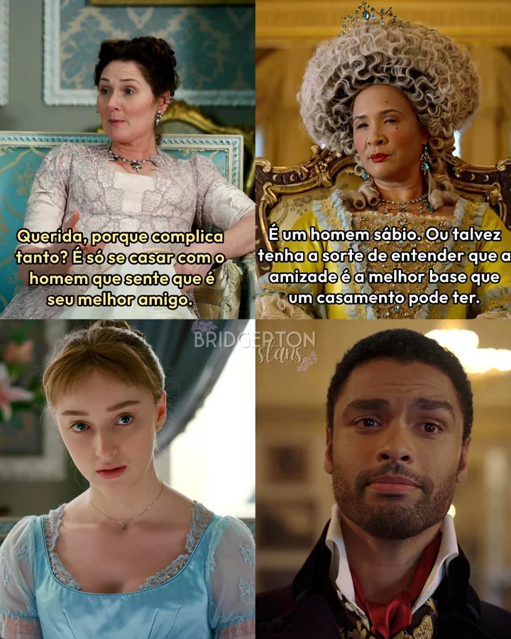 Instagram post by @bridgertonstans for Bridgerton. Caption reads: A melhor base: Amizade! 🫶🏼

📺 BRIDGERTON, 1ª....