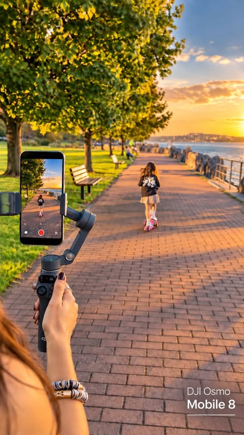 Instagram post by @esma.yucelsat for DJI OSMO. Caption reads: [...] solo just got so much easier with the DJI....