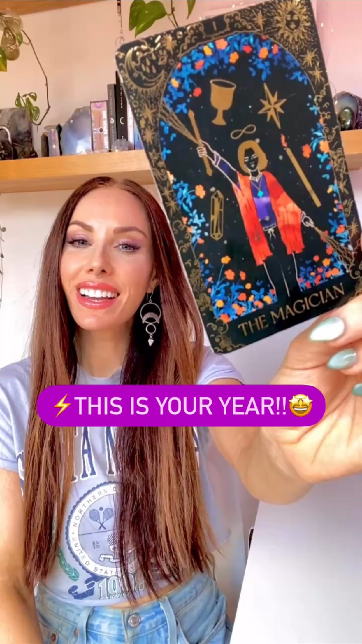 Instagram post by @wild_lotus_tarot for Astrology.com. Caption reads: What does this year hold for you?💫 Get immediate....