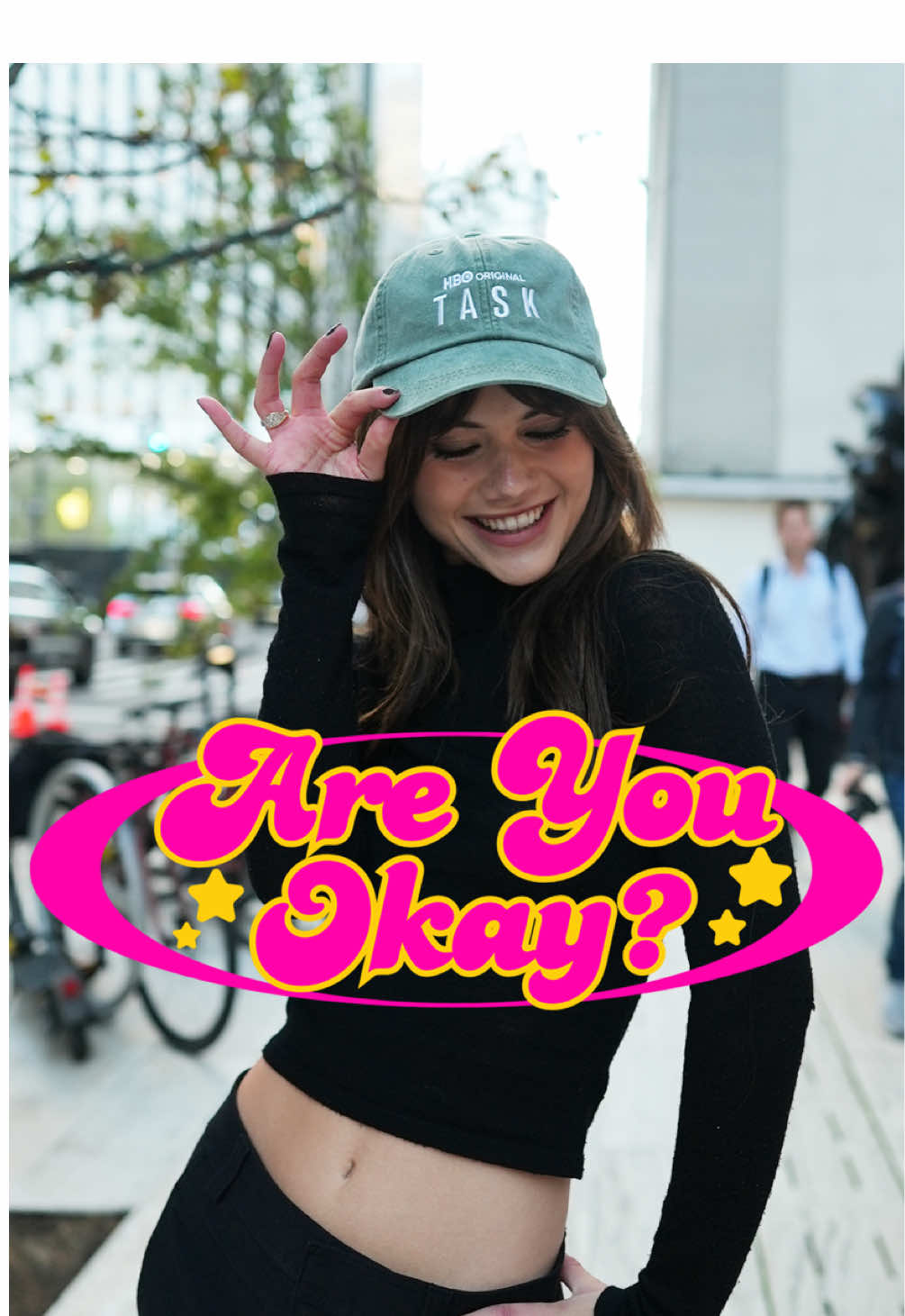 TikTok post by @areyouokayshow for Max. Caption reads: emilia from #Task can walk on her knees (also she....