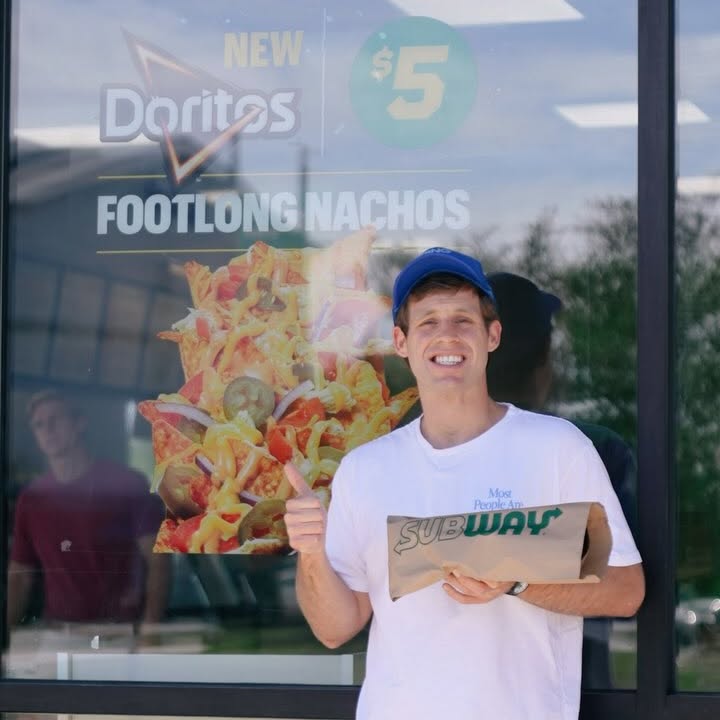 Instagram post by @tannerwiththe_tism for Doritos. Caption reads: I’m so excited to be a #subwaypartner! The new....