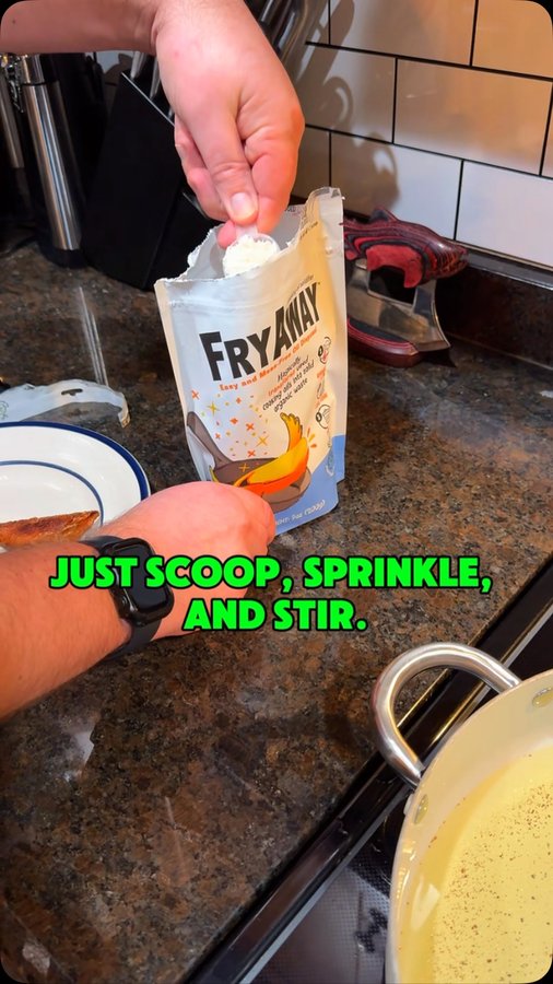 Instagram post by @thehungiecouple for FryAway. Caption reads: [...] of grease, please consider purchasing....