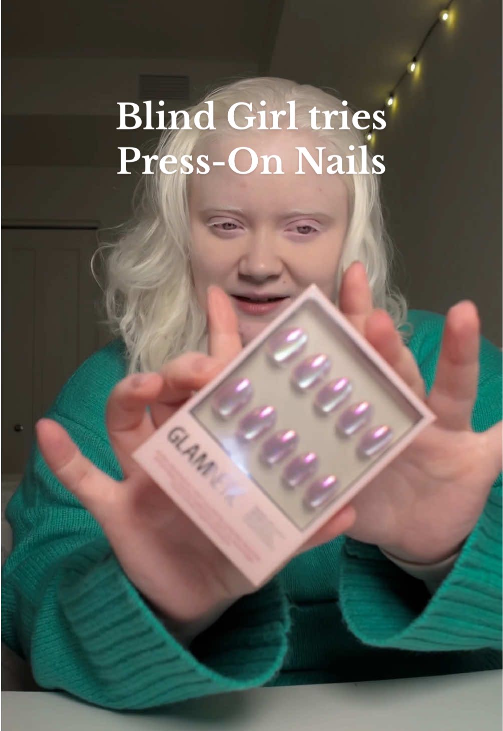 TikTok post by @oceannec_ for Glamnetic. Caption reads: [...] having bare nails 💅  Trying to apply the....