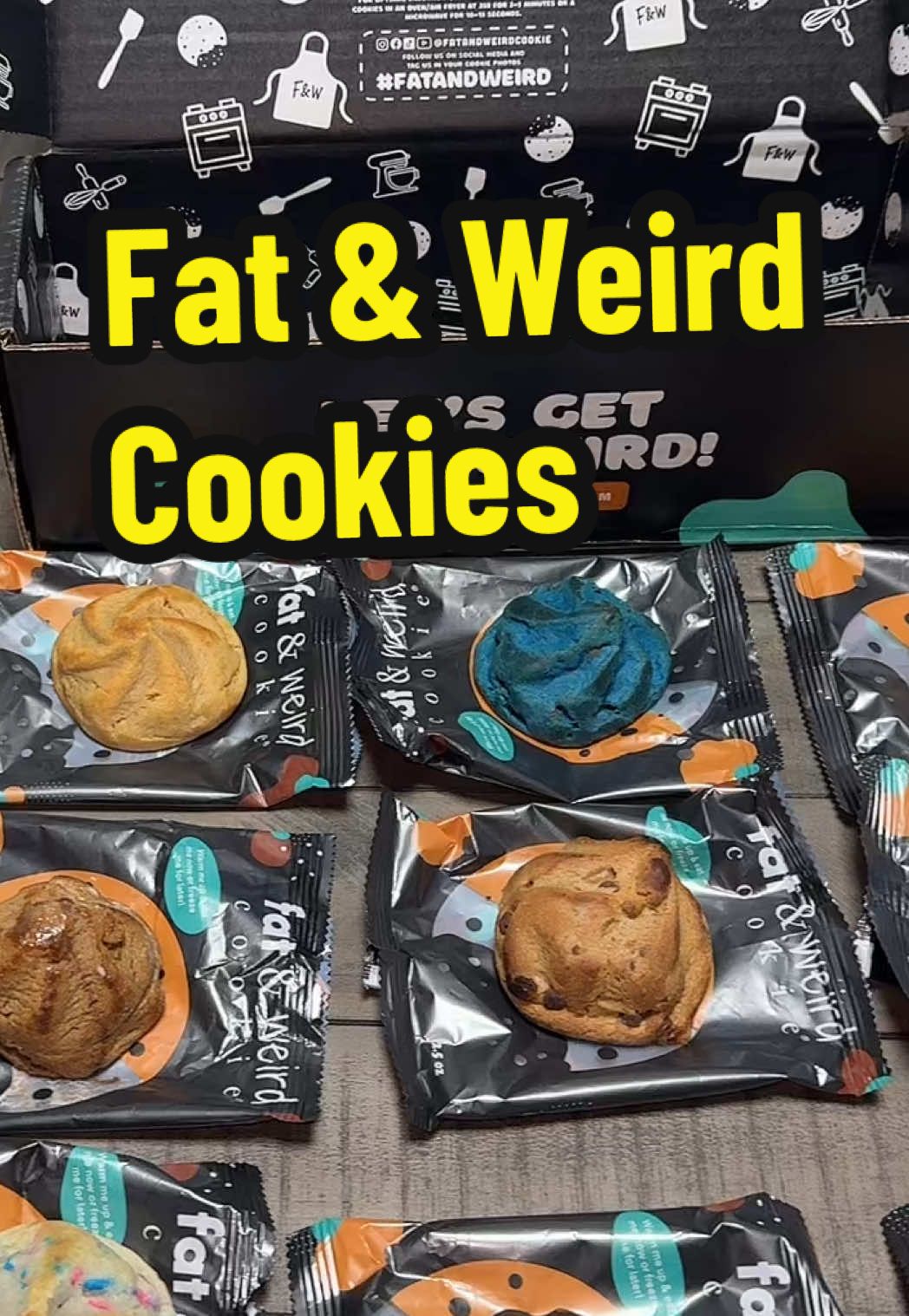 TikTok post by @lifewiththecarrs for Fat & Weird Cookie. Caption reads: Let’s get fat and weird together! @Fat & Weird....